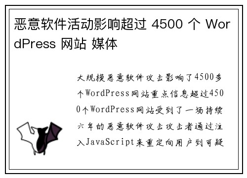 恶意软件活动影响超过 4500 个 WordPress 网站 媒体