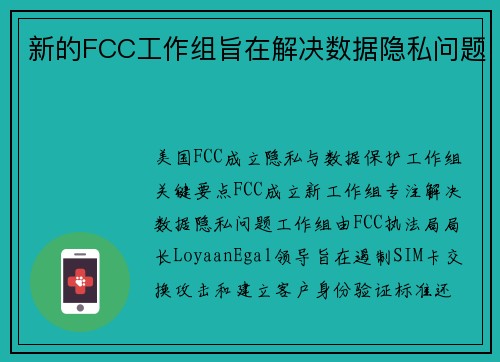 新的FCC工作组旨在解决数据隐私问题 
